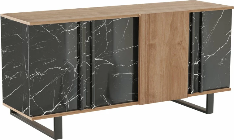 Bufe Amanda, ngjyrë arre-e zezë, 160x40x78.5cm