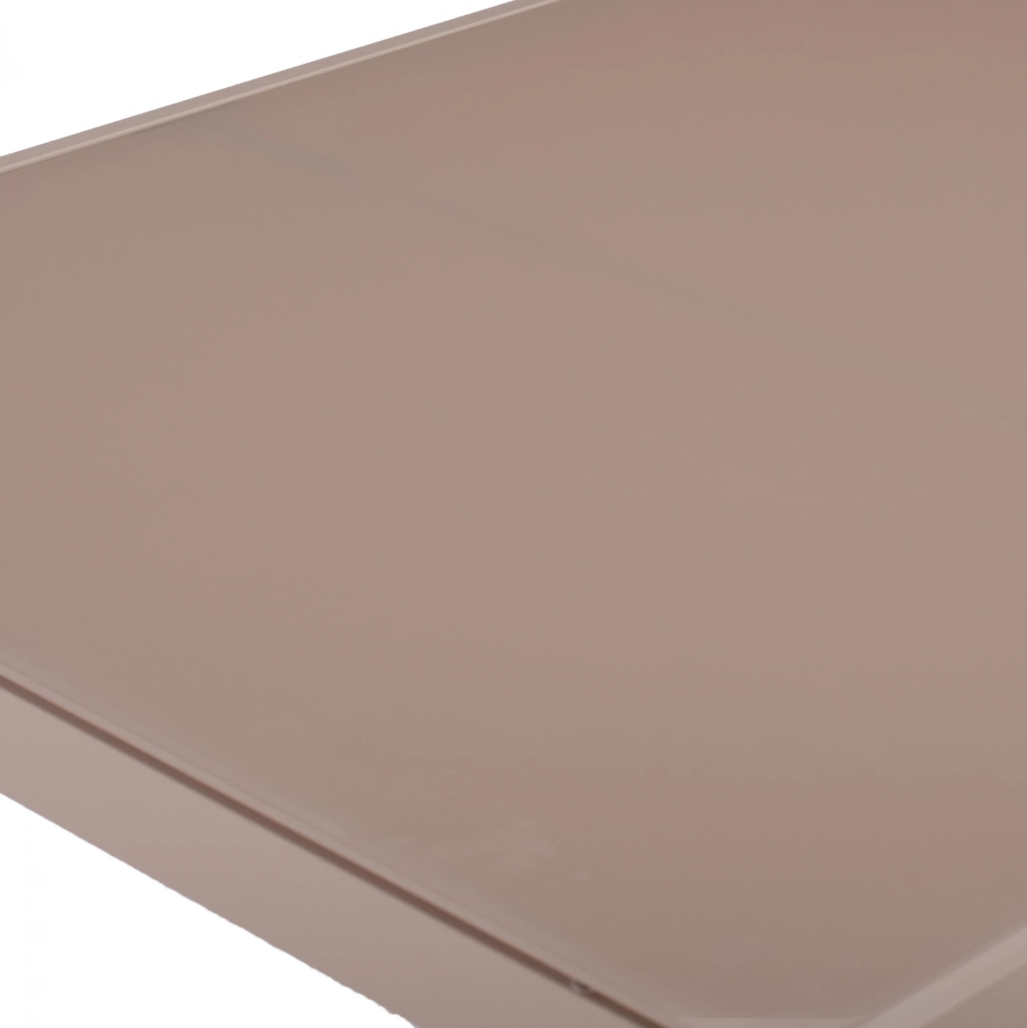 Tavolinë drejtkëndore metalike, ngjyrë kapuçino, me xham, FH5767.04, 150x90x75 cm