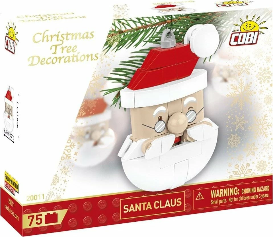 Ornament për pemë me blloqe Cobi Santa Claus 75 pjesë, 8 cm