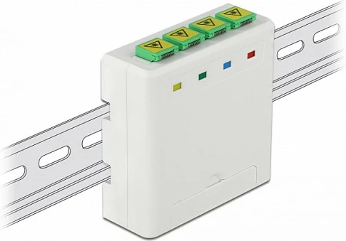 Kuti lidhëse fibër optike DeLOCK, DIN Rail, 4x SC Simplex / LC Duplex, ABS, 80x80x29 mm, e bardhë