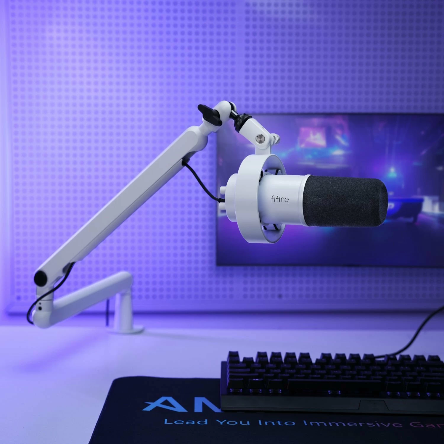 Mikrofon dinamik Fifine K688W USB/XLR, kardioid, i bardhë, set me shock mount 3