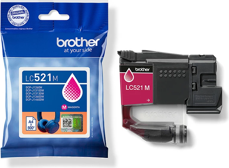 Kartrixh boje Brother LC521M, 500 faqe, Magenta