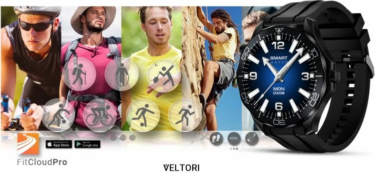 Smartwatch VELTORI unisex, e zezë
