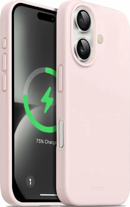 Mbështjellës Crong Color Cover Magnetic për iPhone 16, MagSafe, silikon anti-shok, Sand Pink