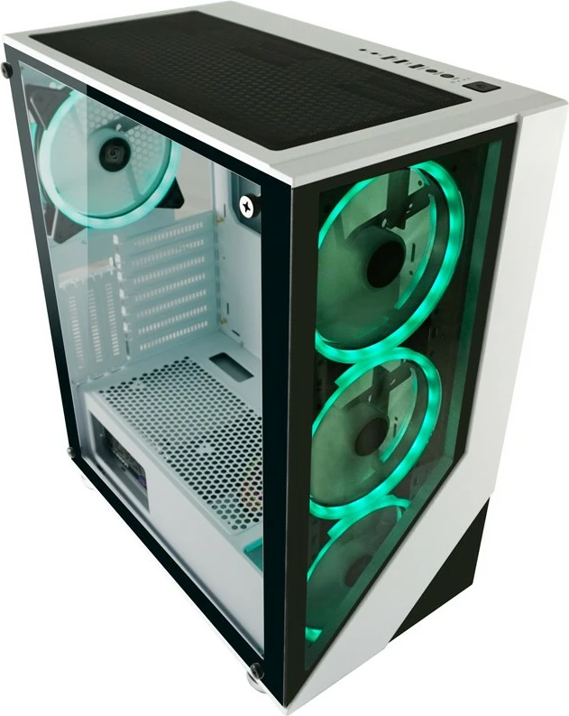 Kasë LC-Power Gaming 803W RGB, Midi Tower, xham i temperuar, e zezë/e bardhë