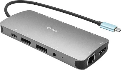 Stacion dokimi USB-C i-tec Metal Nano 3x Display, HDMI + 2x DisplayPort, LAN, PD 100W, i argjendtë