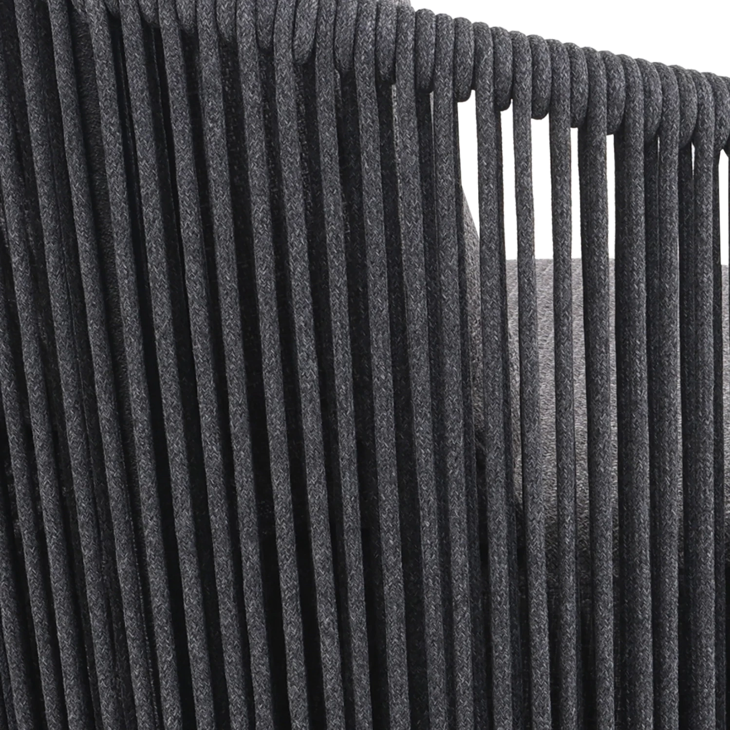 Karrige lounge rrotulluese Lorien, alumin i zi, litar, jastëkë, 76x74x72cm