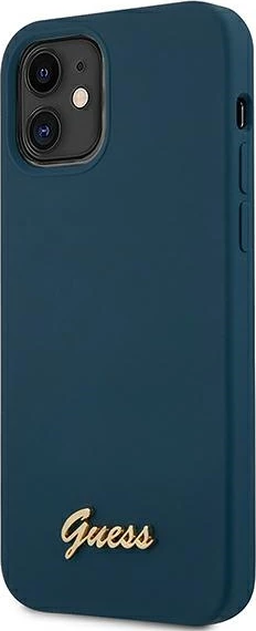 Mbështjellës Guess GUHCP12SLSLMGBL për iPhone 12 mini 5.4", silikon, blu