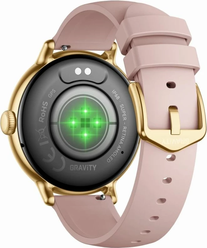 Smartwatch për femra Gravity GT33-1, rrip i artë + rrip rozë