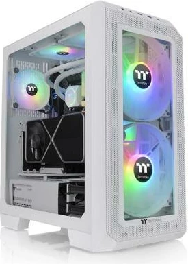 Kasë Thermaltake View 300 MX ARGB Snow White, Midi Tower, xham i temperuar, RGB, e bardhë