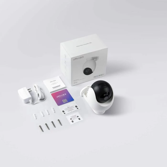 Kamerë sigurie e jashtme Wi‑Fi IMILAB EC6 3K, 360°, AI detektim person/automjet, audio dy‑drejtimësh, IP65, WiFi 6 2.4GHz, e bardhë