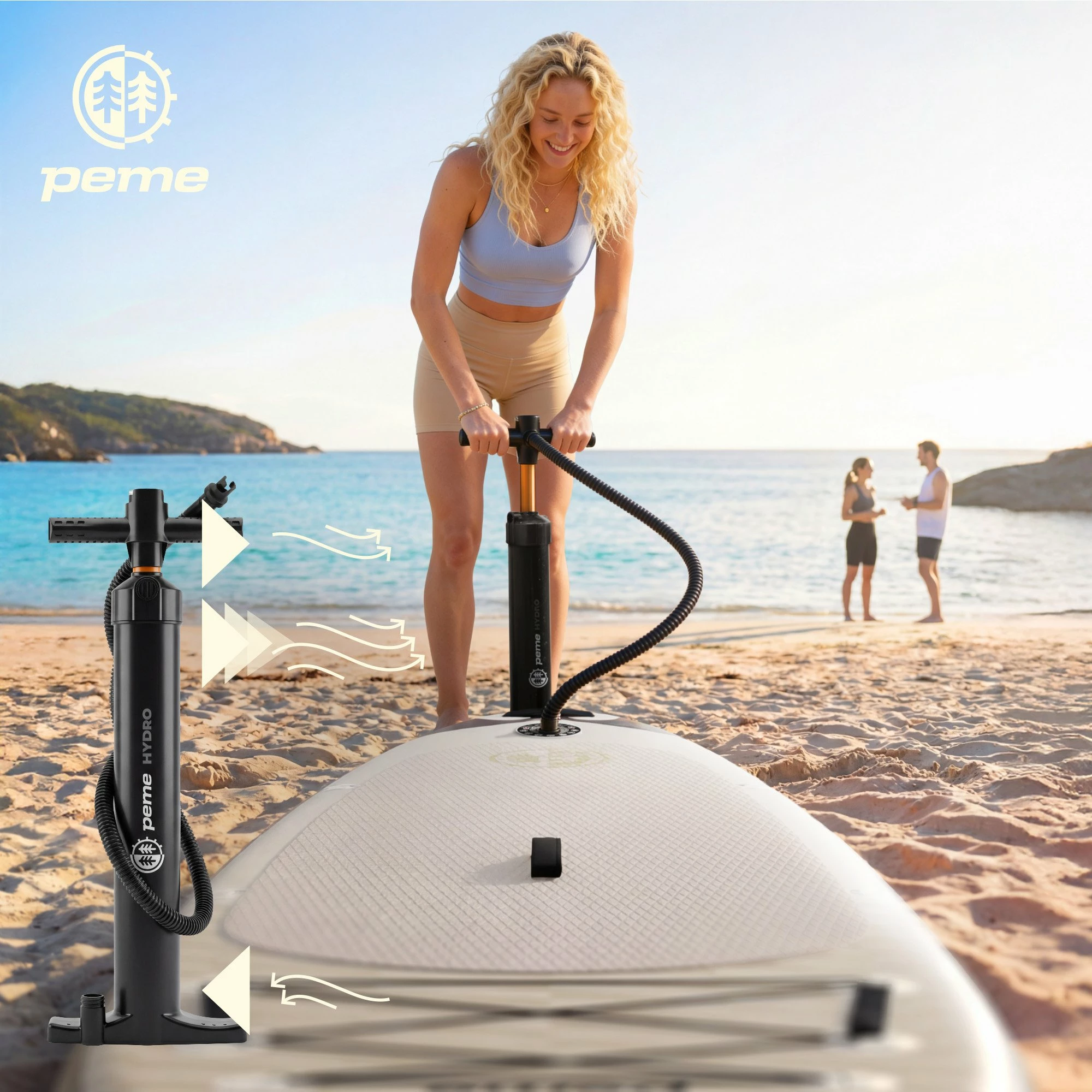 Dërrasë SUP me fryrje Peme Hydro 350 350x81x15 cm, Allround, deri 166 kg, set me lopatë/pompë/çantë, bezhë