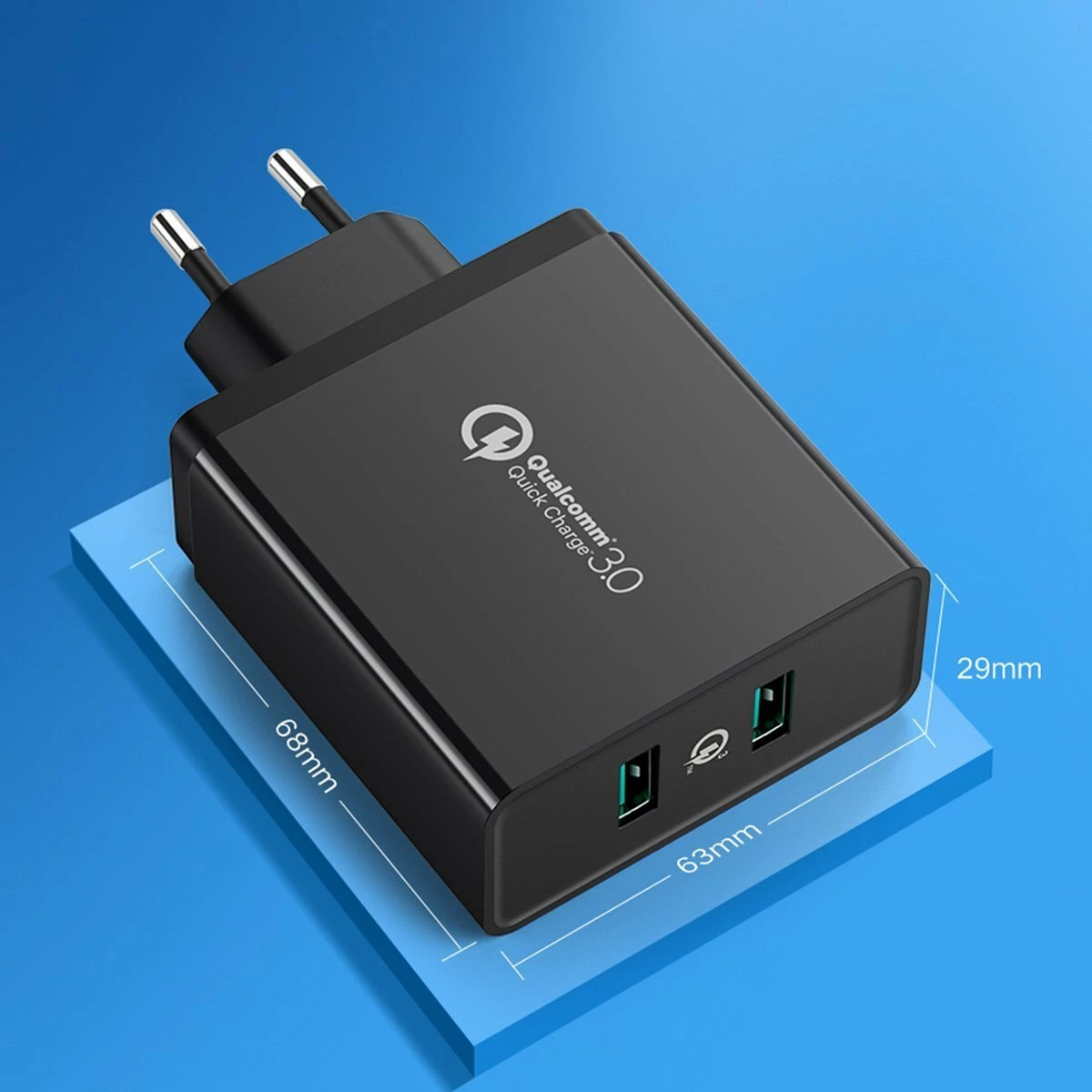 Adapter karikues Ugreen CD161 36W 2x USB-A QC 3.0, zi