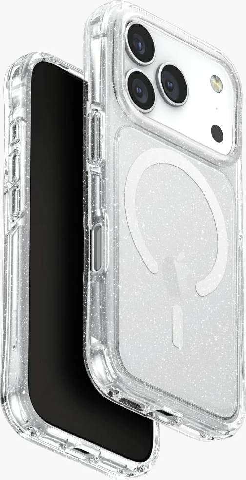 Mbështjellës UNIQ LifePro Xtreme Magclick Charging për iPhone 17 Pro, MagClick për karikim pa kabllo, TPU/PC, ultra i hollë, Transparent me glitter