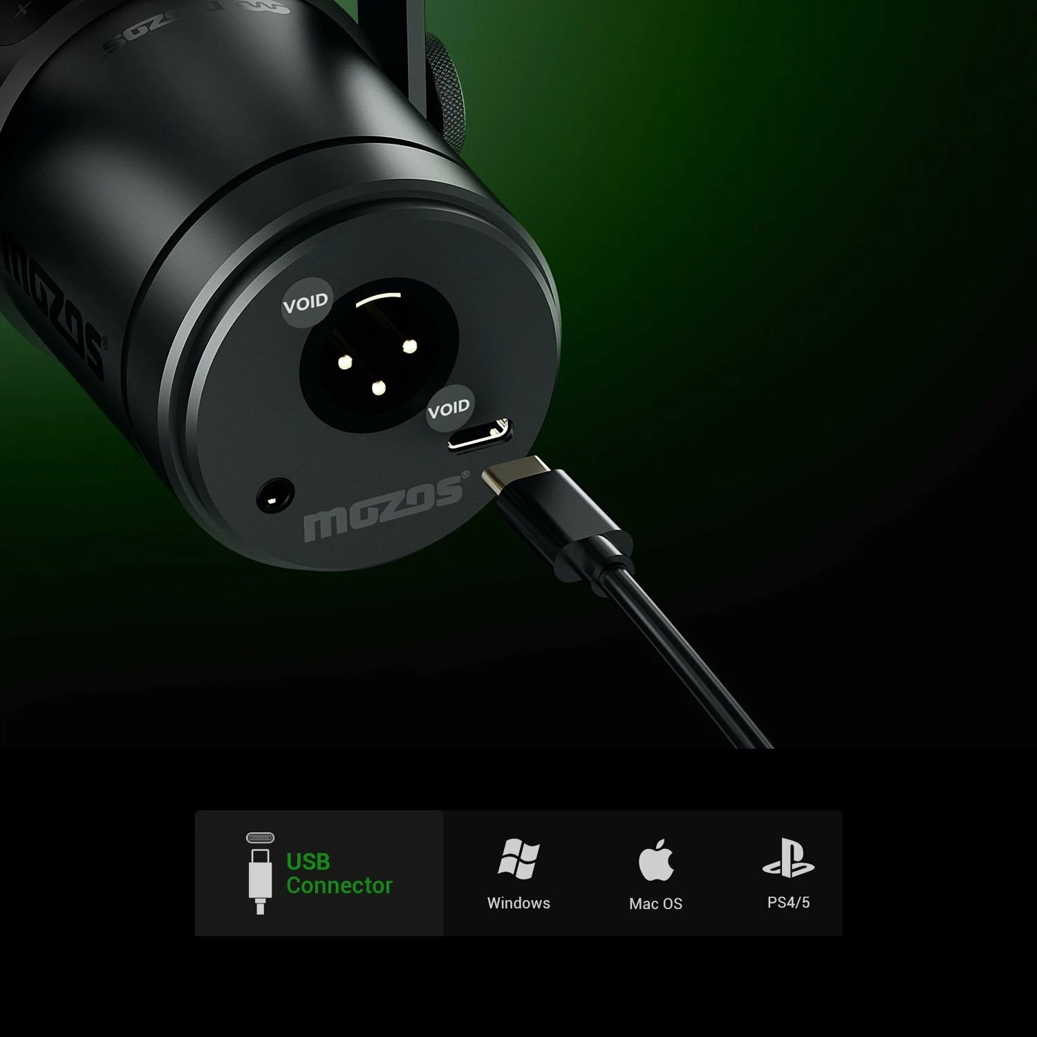 Mikrofon Mozos MKIT Studio Pro dinamik kardioid 192kHz/24-bit USB-C/XLR/3.5mm, set me stativ tavoline, i zi