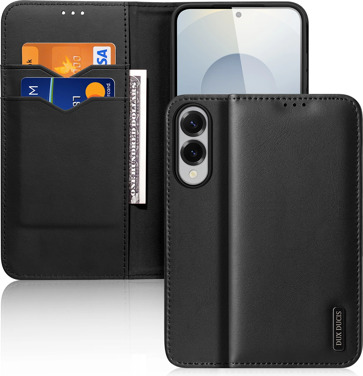 Mbështjellës Dux Ducis Hivo për Samsung Galaxy S25 Edge, me kapak, RFID, i zi