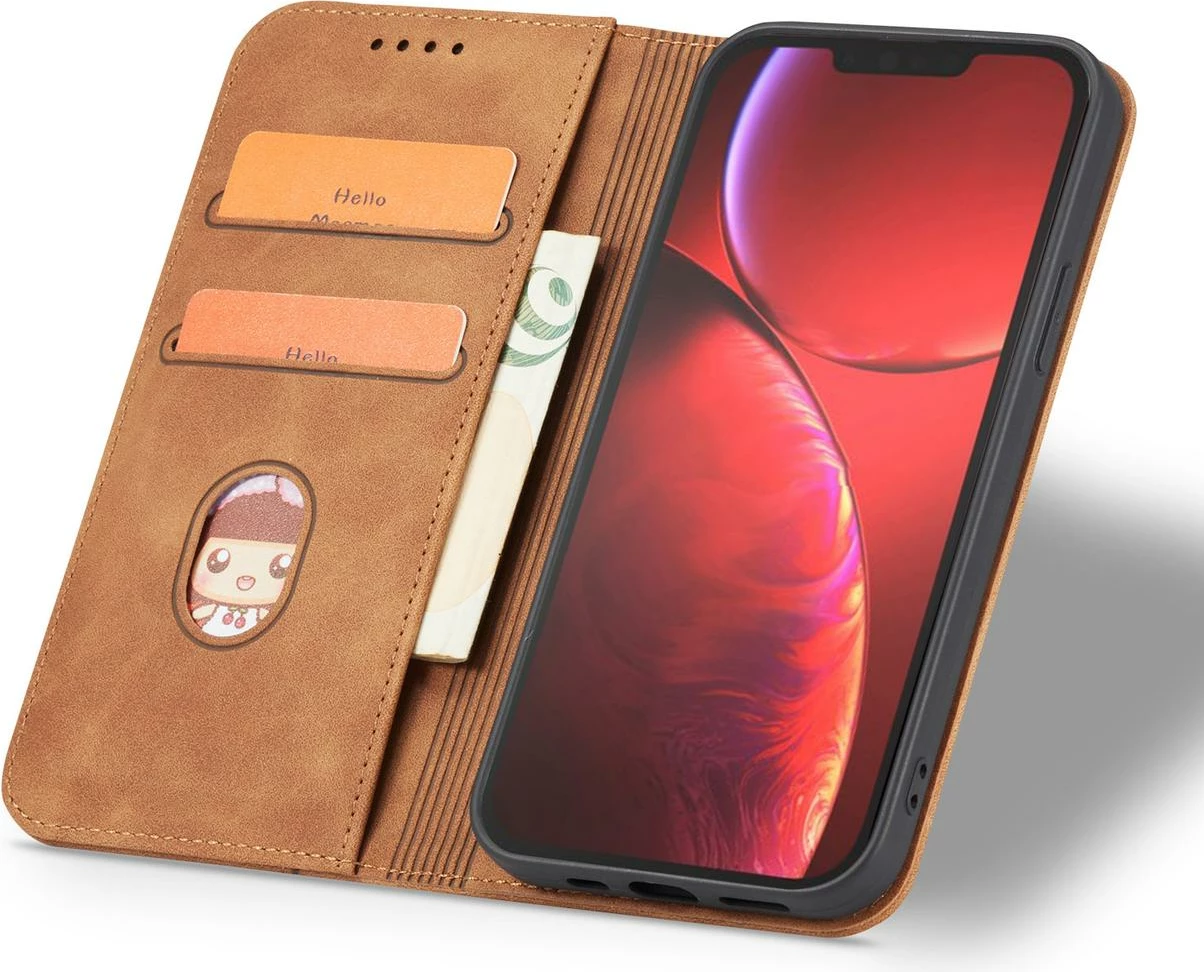 Mbështjellës Hurtel Magnet Fancy Case për iPhone 13 Pro Max, me portofol, kafe
