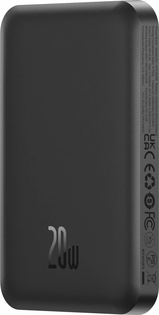 Powerbank Baseus Magnetic Mini 5000mAh 20W me karikim induktiv, i zi