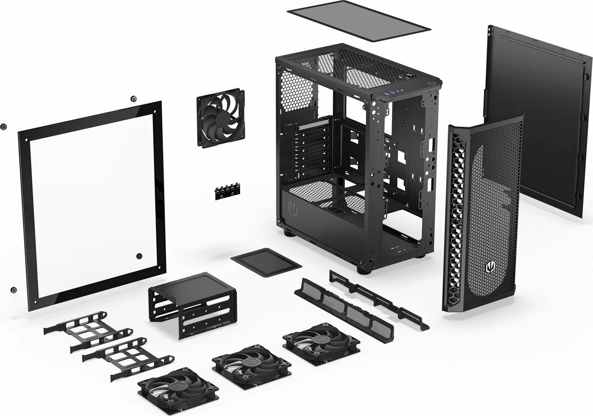 Kasë Endorfy Signum 300 Air EY2A005 Midi Tower ATX/mATX/Mini-ITX, panel anësor xham i kalitur, 4x Stratus 120 PWM fanë, e zezë