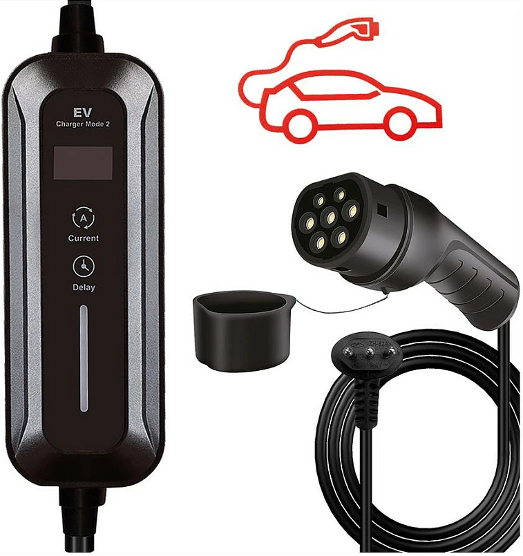 Kabllo karikimi për veturë elektrike ROLINE 19.08.0123, Mode 2, Type 2 në Type L, 3 m, 2.3 kW, e zezë
