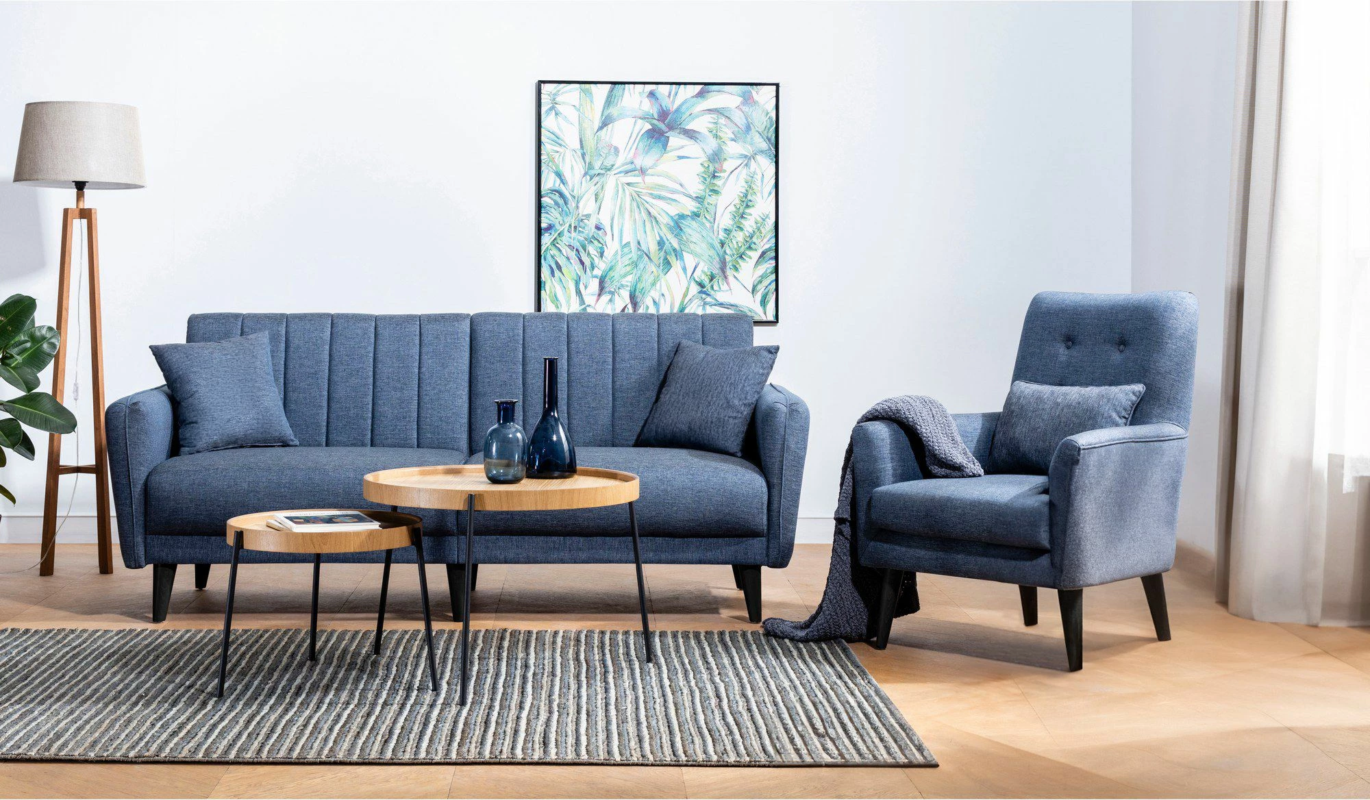 Set divani-krevat Atelier del Sofa, ngjyrë blu e errët, AQUA-TAKIM6-S 1048