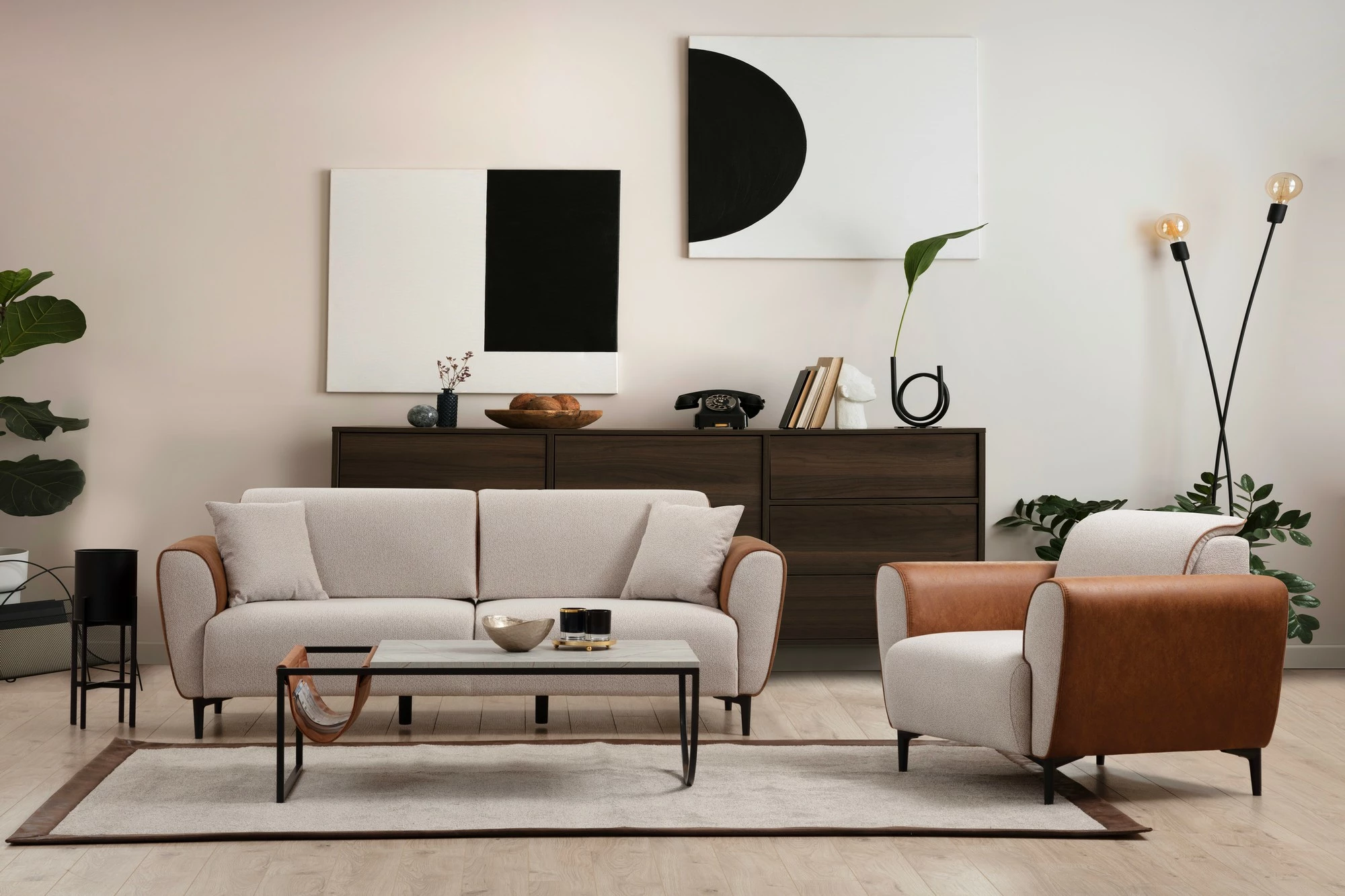 Divan 3-vendësh me shtrat, Atelier del Sofa, bezhë, kanellë