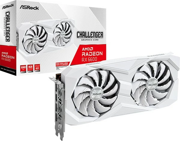 Kartelë grafike ASRock Radeon RX 6600, 8 GB, GDDR6, PCI Express 4.0, e bardhë