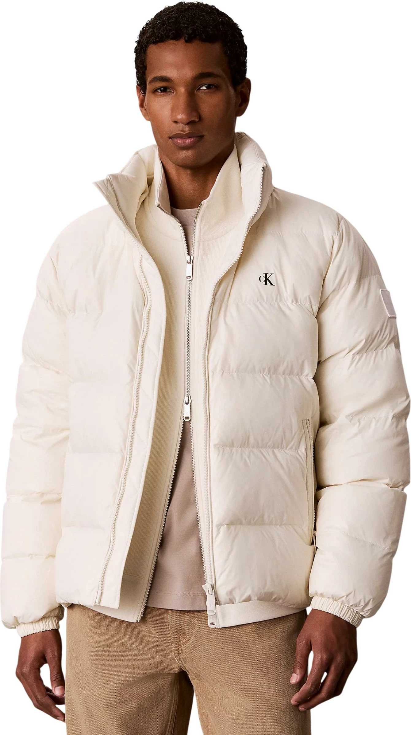 Jakne puffer për meshkuj Calvin Klein Jeans LV04RG515G, e bardhë