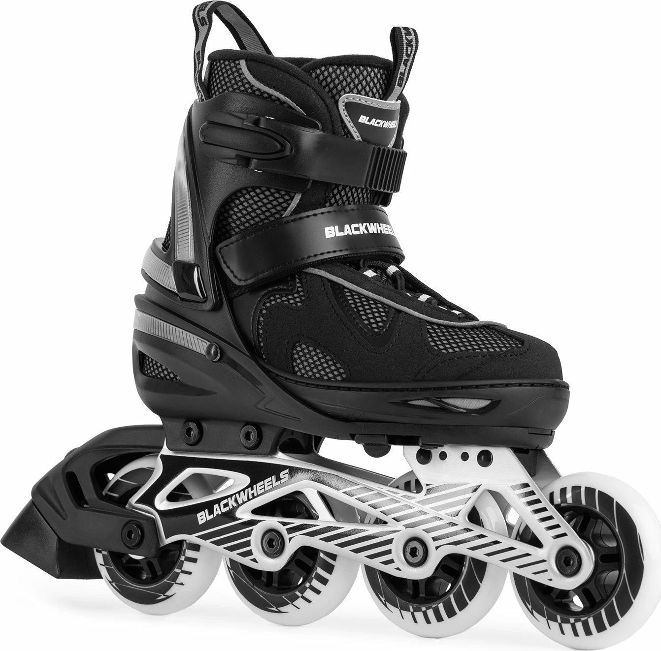 Patina inline Blackwheels Flex Pro të rregullueshme 38-41, 4 rrota 84 mm, ABEC 7, me fren, të zeza