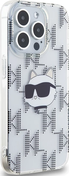 Mbështjellës Karl Lagerfeld IML Choupette Head & Monogram për iPhone 15 Pro Max, transparent