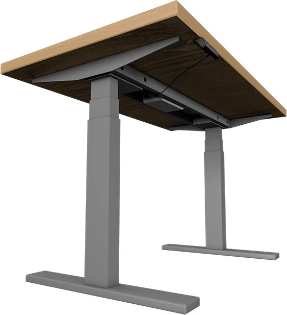Tavolinë sit-stand UVI Desk Standard MPN 065031161288, 139x68x3.8 cm, lartësi 62-128 cm, ngarkesë 125 kg, set kornizë + pllakë, Gri/Natural Oak