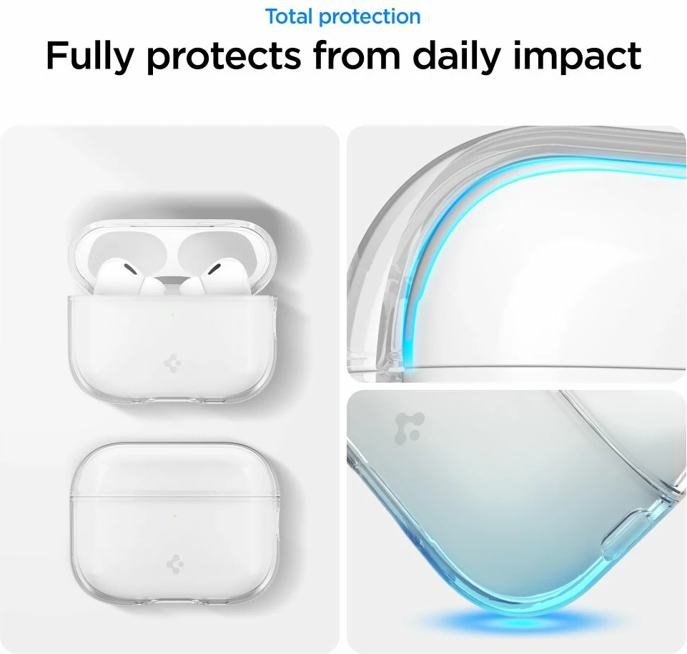 Mbështjellës TPU për AirPods Pro 3 Spigen Liquid Crystal, slim, me rrip dore, transparent, 1 copë