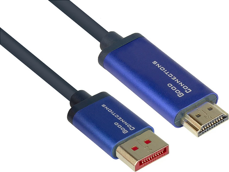 Kabel GoodConnections DisplayPort 1.4 në HDMI 2.0, 2 m, 4K@60Hz, blu/zi