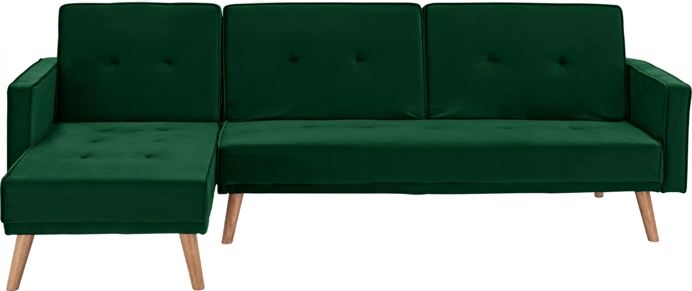 Divan qoshe i kthyeshëm me shtrat TALIA FH3153.03 kadife jeshile 267x153x85 cm