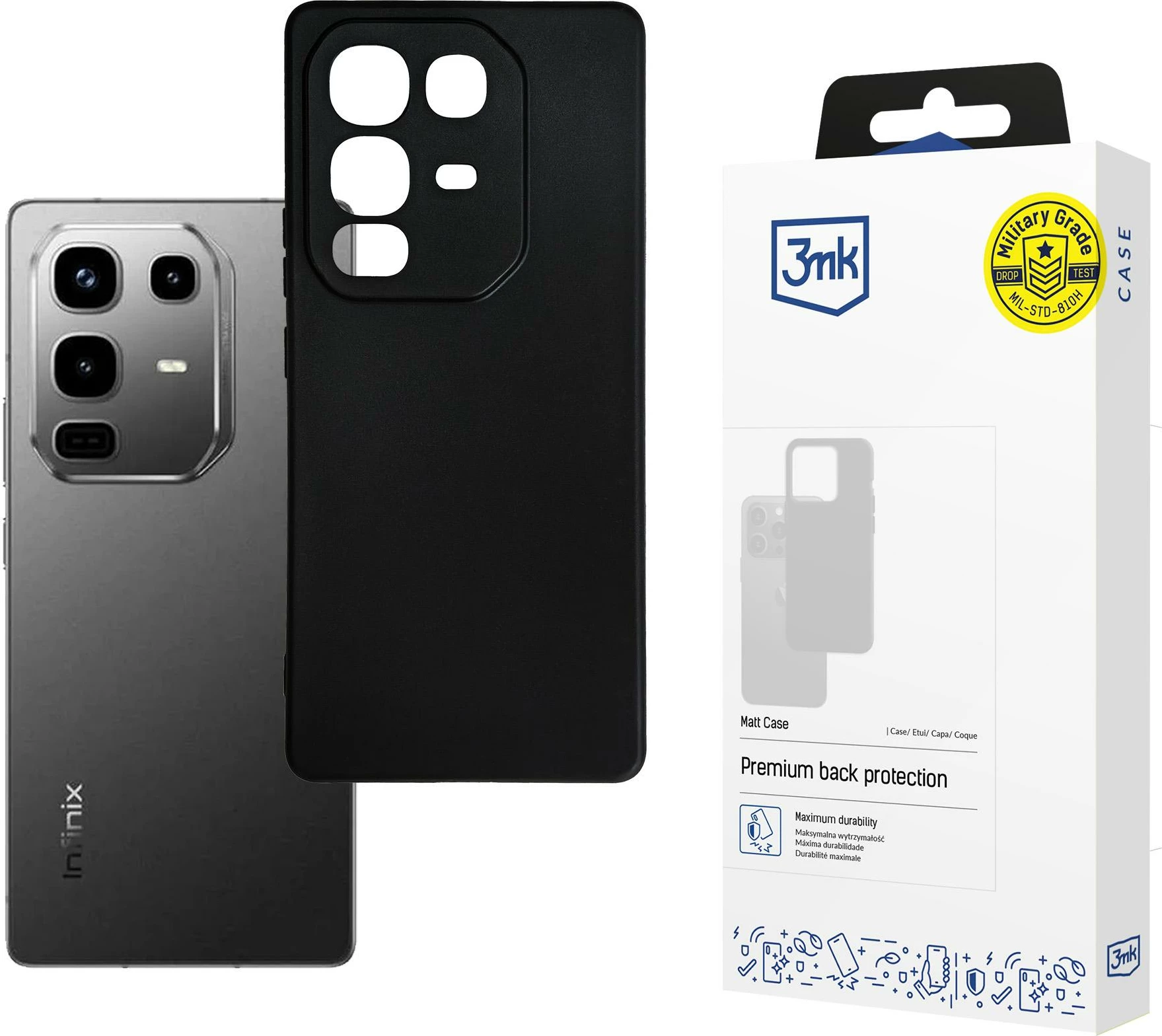 Mbështjellës 3mk Matt Case për Infinix Note 50 Pro, TPU mat, i zi