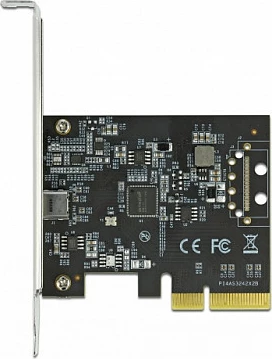 Kartë PCIe DeLOCK x4 për USB‑C, USB 3.2 Gen 2x2 20Gbps, low-profile, çelik inox