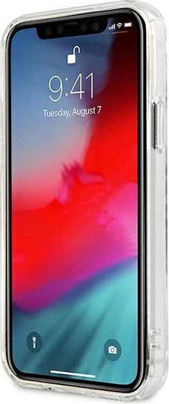 Mbështjellës Guess GUHCP12LKTRSVSI për iPhone 12 Pro Max 6.7", transparent, argjendtë