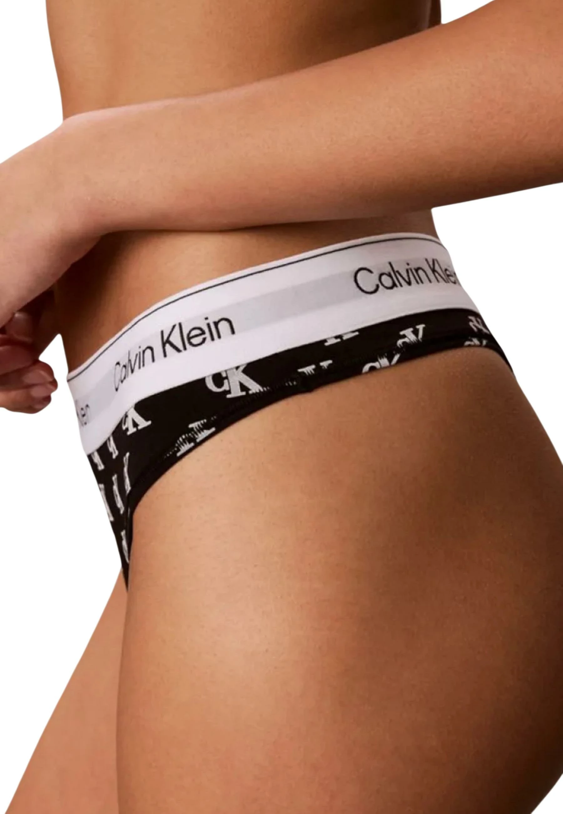Të brendshme thong për femra Calvin Klein Underwear THONG LV00QF8518, zi-bardhë [Madhësia: XS]