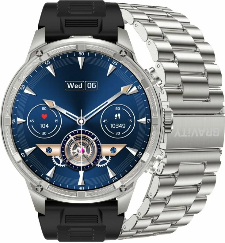 Smartwatch Gravity GT41-3, rrip i argjendtë + byzylyk