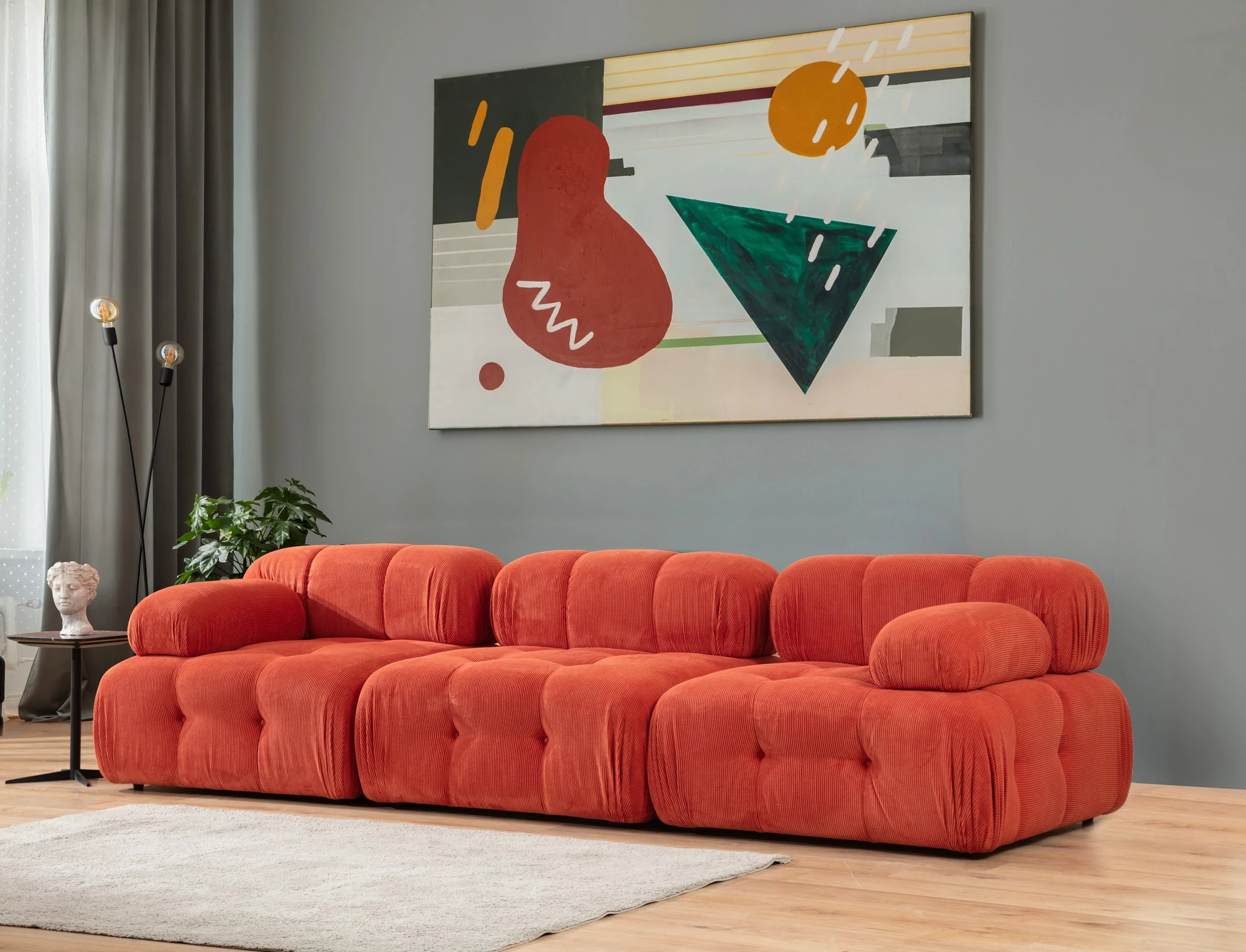 Divan treshe, ngjyrë e kuqe, Atelier del Sofa Doblo (L1-O1-1R)