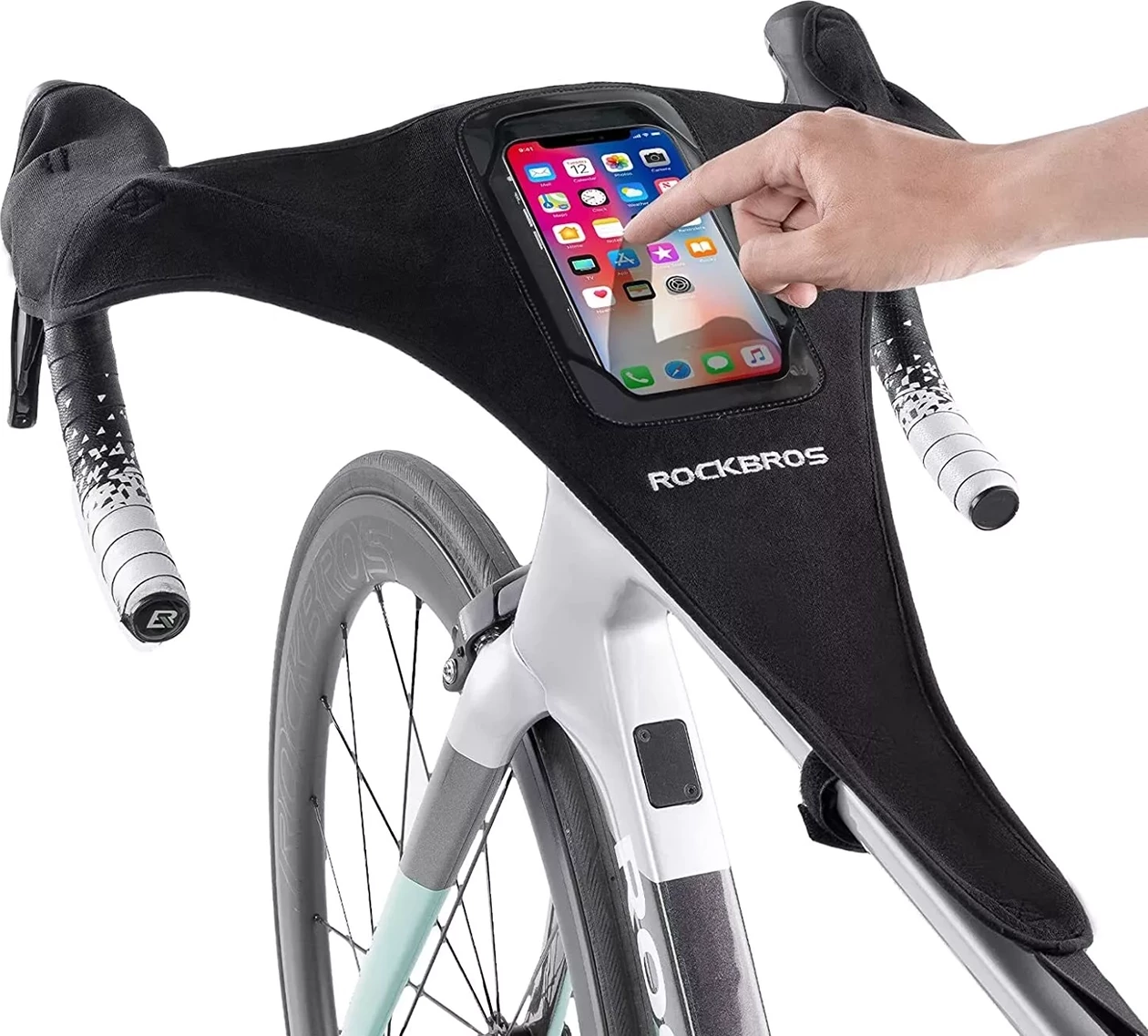 Mbrojtës djerse për biçikletë stërvitore Rockbros D78, me xhep dhe dritare për telefon 6.2", i zi