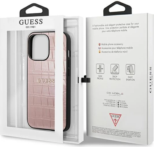 Mbështjellës Guess Croco Strap për iPhone 13 Pro / 13 6.1", Rozë