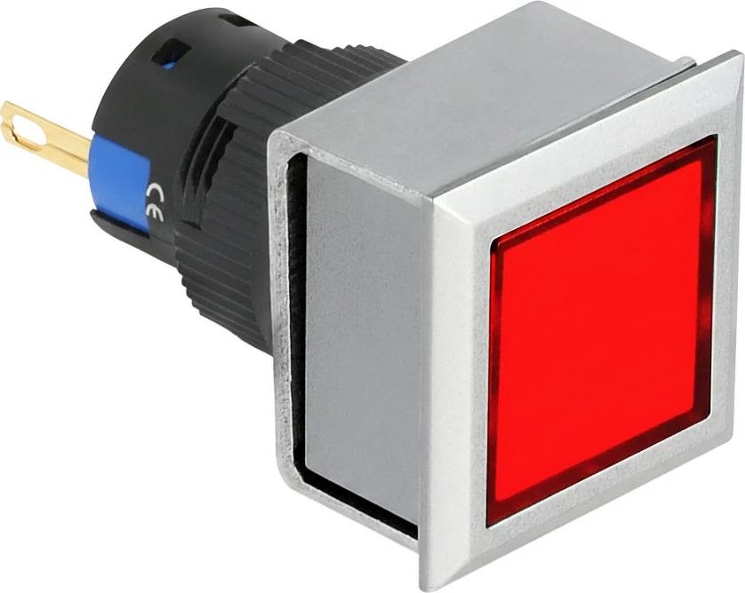 Llambë sinjalizuese LED DeLOCK 16 mm, katrore, 250V AC, për saldim, e kuqe
