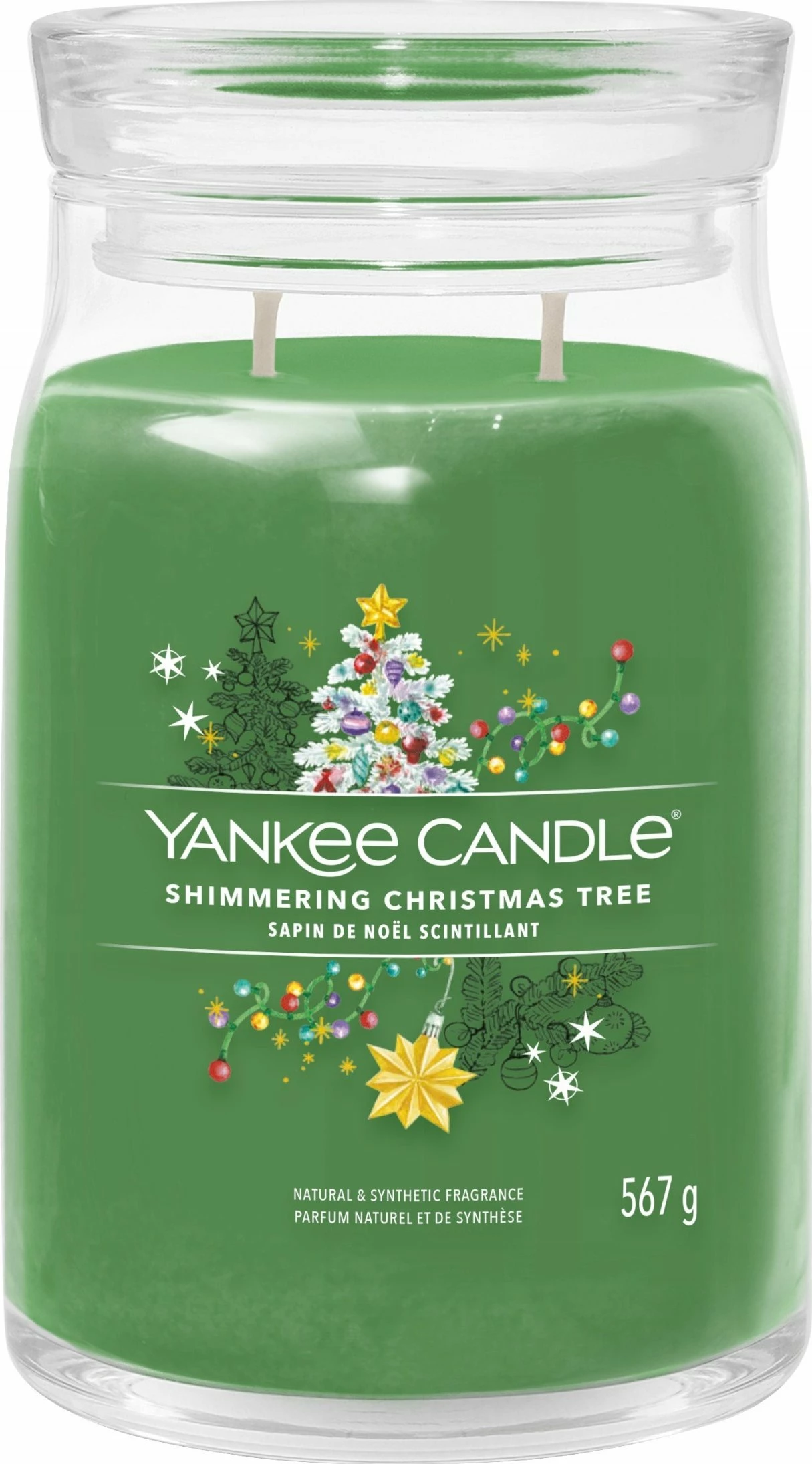 Qiri aromatik Yankee Candle Signature Shimmering Christmas Tree 567g, i gjelbër (1743380E)