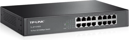 Switch TP-LINK TL-SF1016DS, 16-port 10/100Mbps, rackmount/desktop, fanless, i zi, set me kit montimi