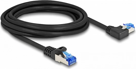 Kabllo rrjeti DeLOCK Cat6a RJ45 S/FTP 3m, drejtë / kënduar majtas, e zezë