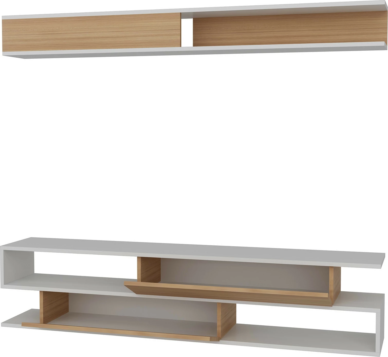 Komodë TV Hanah Home, Sims, e bardhë dhe teak