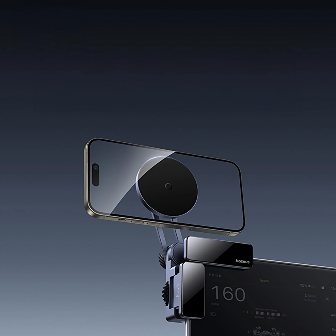 Mbajtës magnetik për celular Baseus MaxView, për ekran makine, MagSafe, Gri