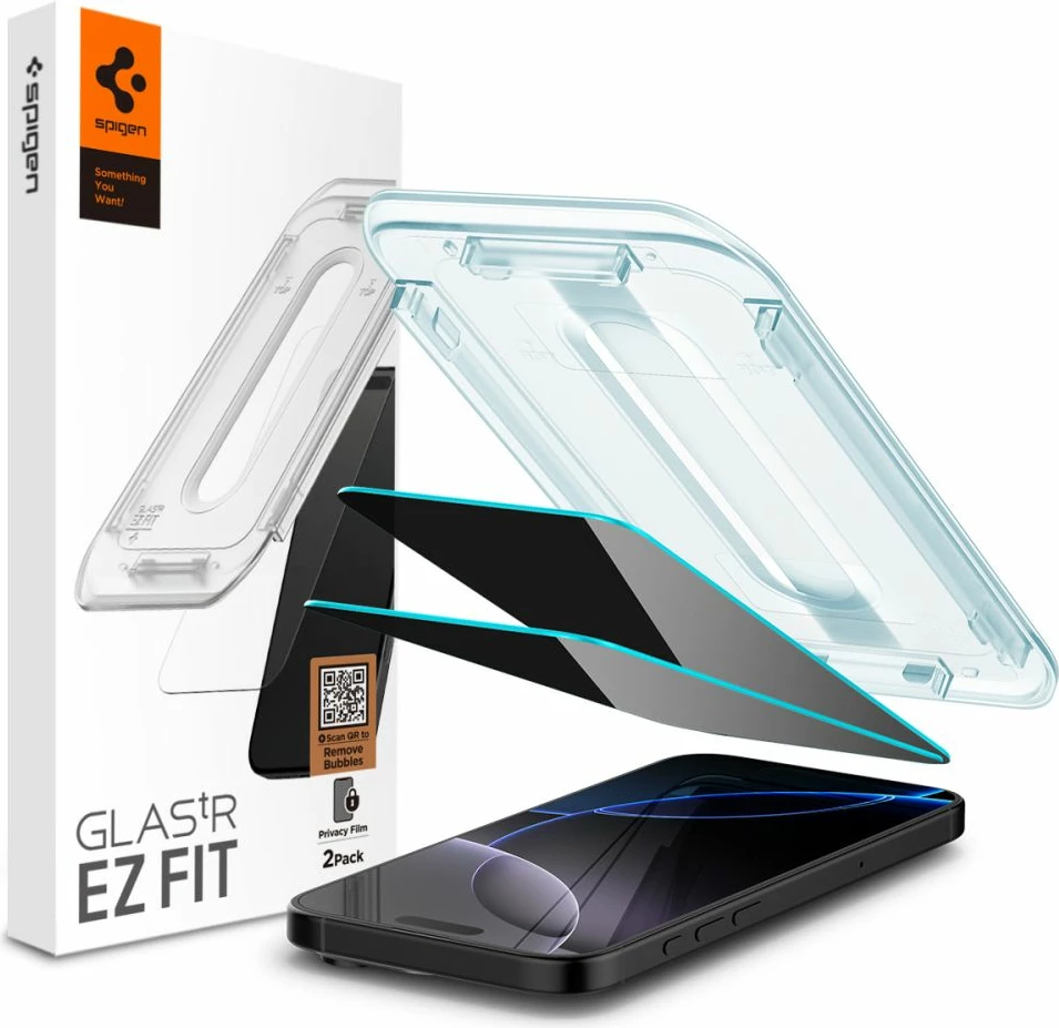 Xham mbrojtës Spigen Glas.tR EZ Fit Privacy për iPhone 16 Pro Max, 2 copë
