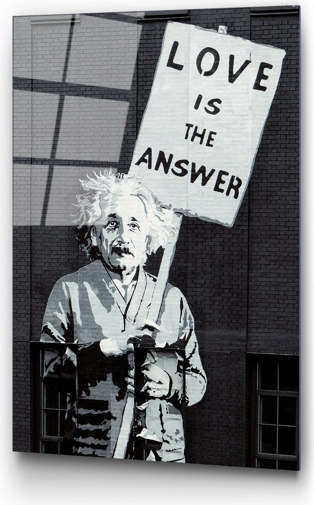 Pikturë dekorative prej xhami të temperuar, Banksy, shumëngjyrëshe, 45x65cm